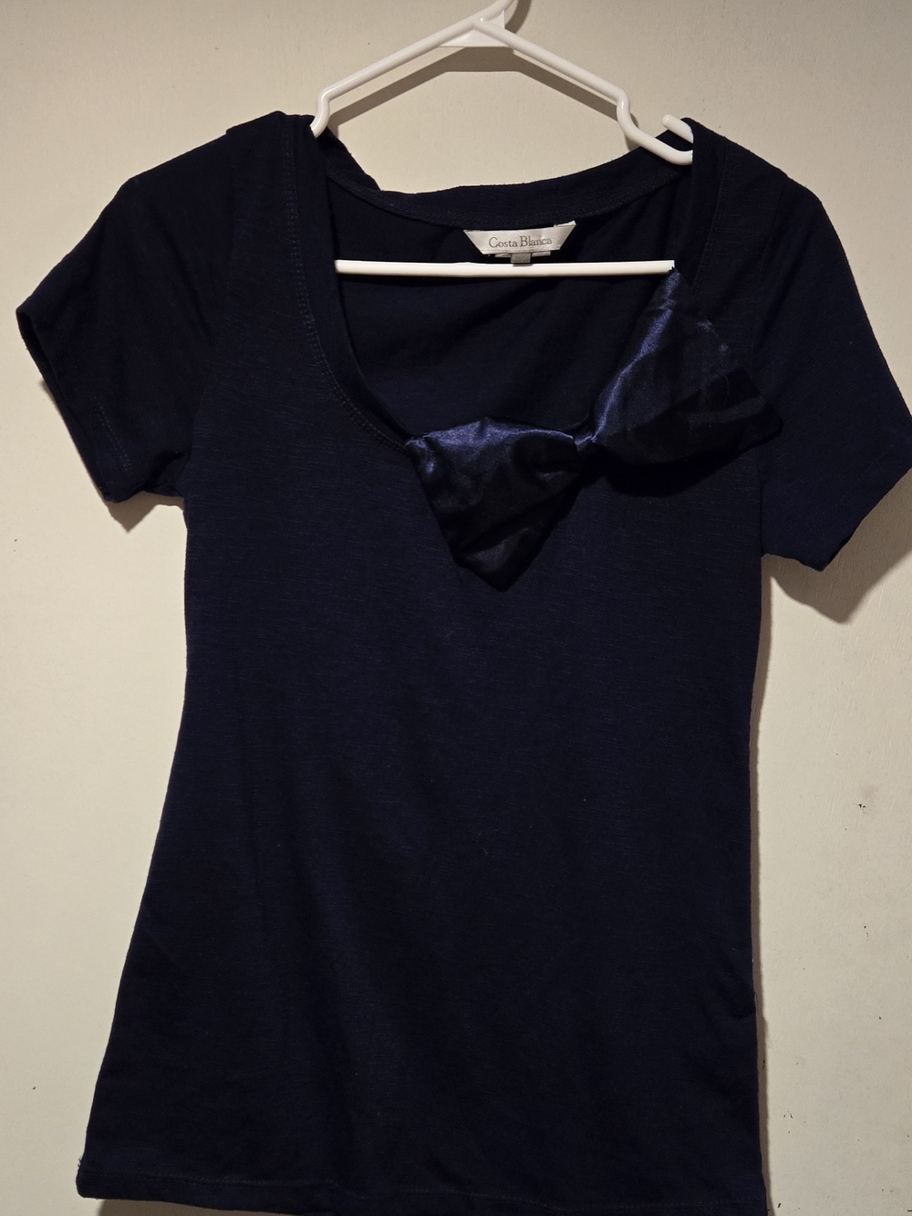 Costa Blanca  Deep Royal Purple Short Sleeve Tee with Satin Bow